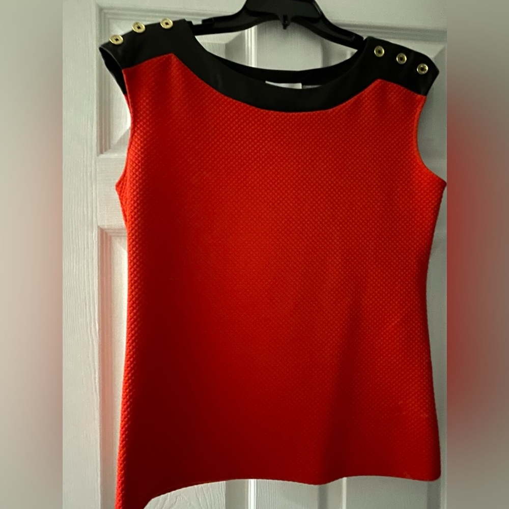 NWT Calvin Klein Faux Leather Top